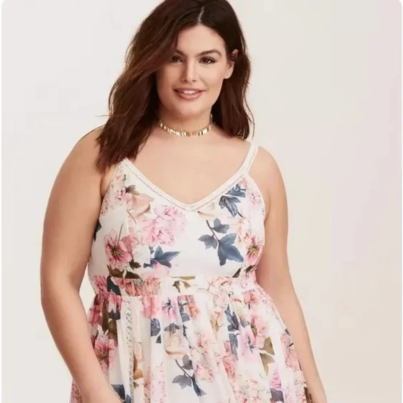 Torrid Runway Collection Ivory Crochet V-Neck Sleeveless Maxi Sundress - Picture 3 of 8